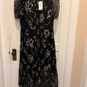 Black Puff Sleeve Square Neck Sundress